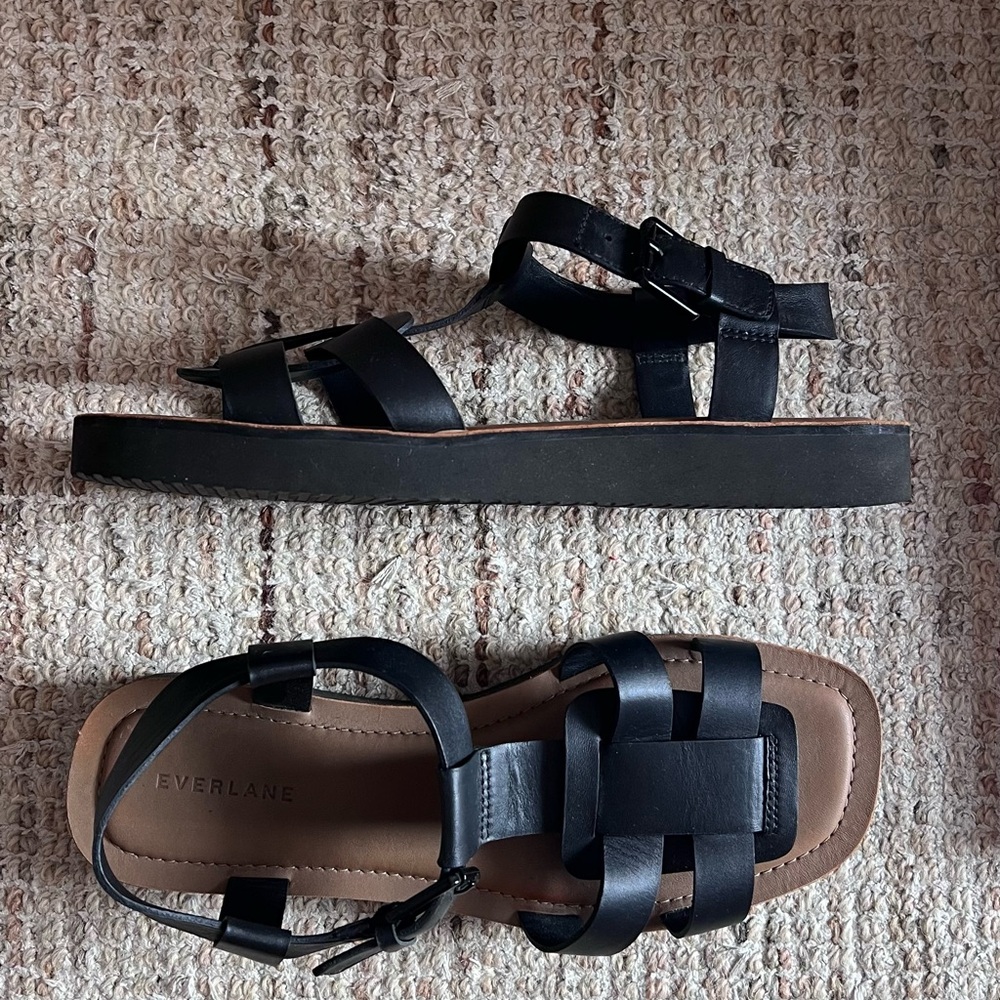 Everlane Black Leather Sandals